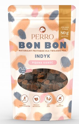 Perro BON BON przysmaki Indyk – piękna sierść 80g