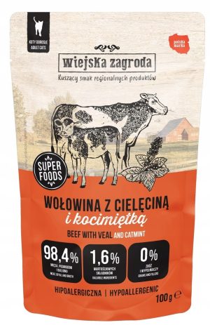 Wiejska Zagroda karma mokra kot WOŁOWINA CIELĘCINA KOCIMIĘTKA 100g