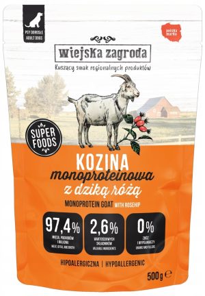 Wiejska Zagroda KOZINA Z DZIKĄ RÓŻĄ karma mokra dla psa 500g saszetka