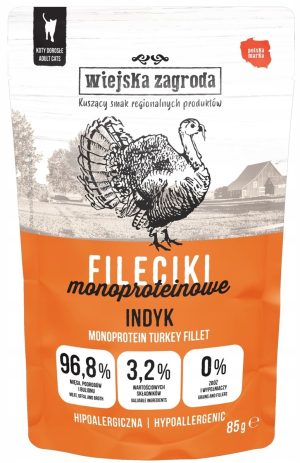 Wiejska Zagroda karma mokra kot Fileciki INDYK ŻURAWINA 85g