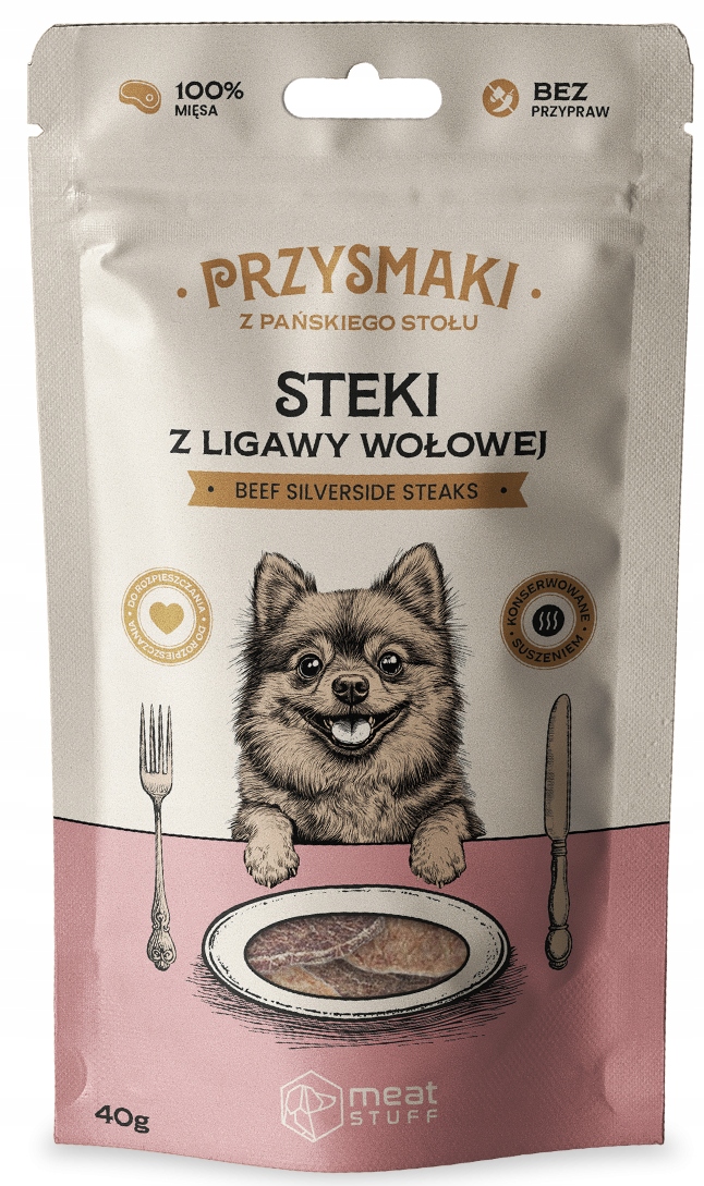 Meatstuff przysmak dla psa chipsy STEKI LIGAWA WOŁOWA 40g
