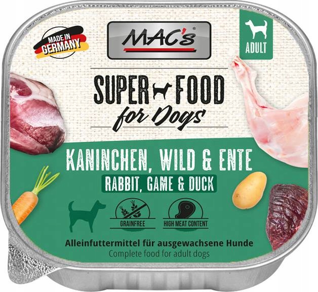 MAC’s karma dla psa KRÓLIK DZICZYZNA KACZKA tacka 150 g