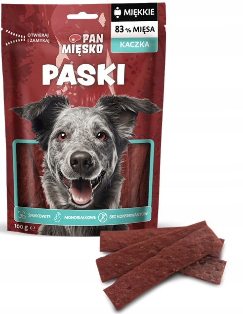Pan Mięsko Przysmak dla psa Paski Kaczka (dorosły) 100g
