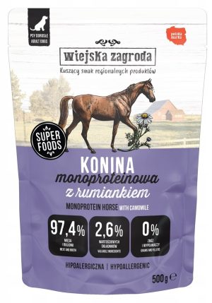 Wiejska Zagroda KONINA Z RUMIANKIEM karma mokra dla psa 500g saszetka