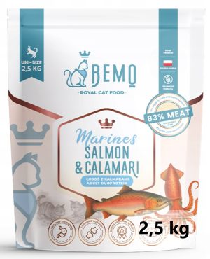 BEMO sucha karma dla kotów ŁOSOŚ KALMARY 2,5 kg bezzbożowa