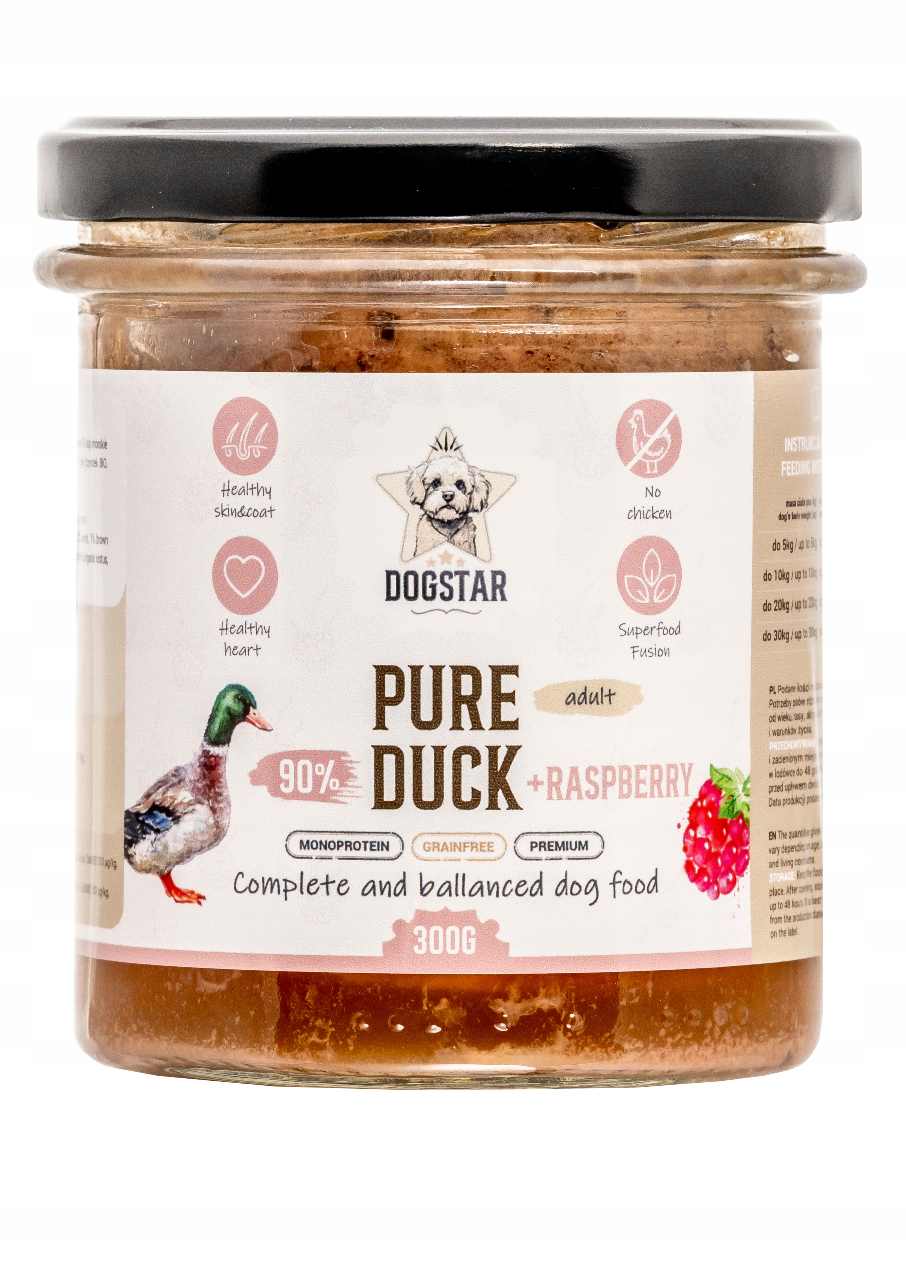 DOGSTAR karma mokra dla psa KACZKA Z MALINAMI 300 g Pure Duck