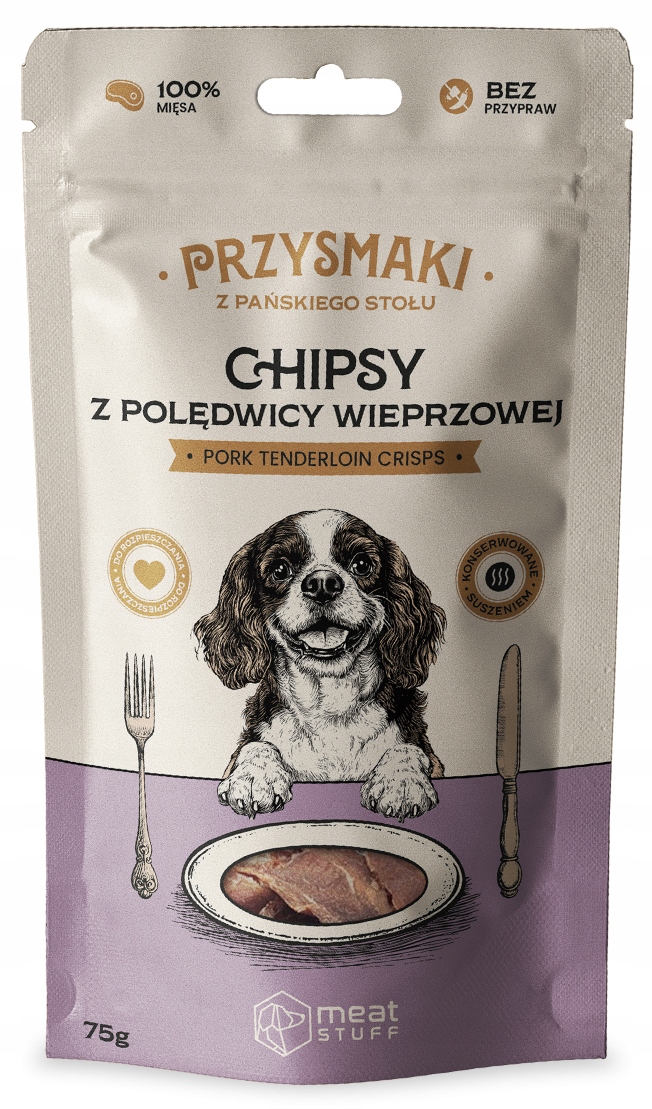 Meatstuff przysmak dla psa chipsy POLĘDWICA WIEPRZOWA 75g