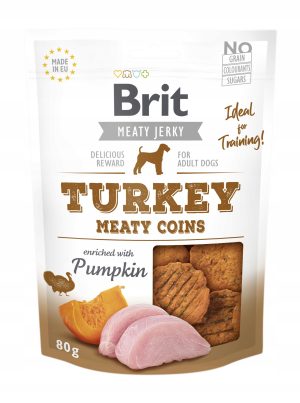 Brit przysmaki dla psa medaliony z INDYKIEM 80g JERKY MEATY COINS