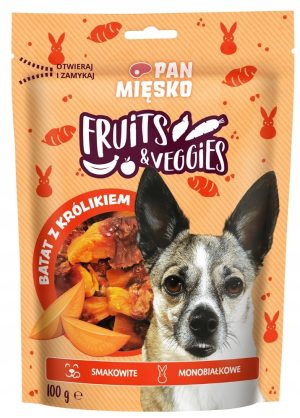 Pan Mięsko przysmak dla psa BATAT OWINIĘTY KRÓLIKIEM 100g Fruits&Veggies
