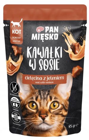 Pan Mięsko karma mokra dla kota Kawałki w sosie Cielęcina z jeleniem 85 g sasz