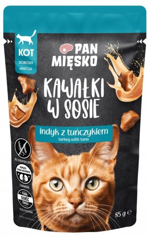 Pan Mięsko karma mokra dla kota kawałki w sosie Indyk z tuńczykiem 85 g sasz
