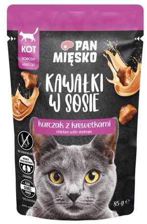 Pan Mięsko Karma mokra dla kota Kawałki w sosie Kurczak z krewetkami 85 g