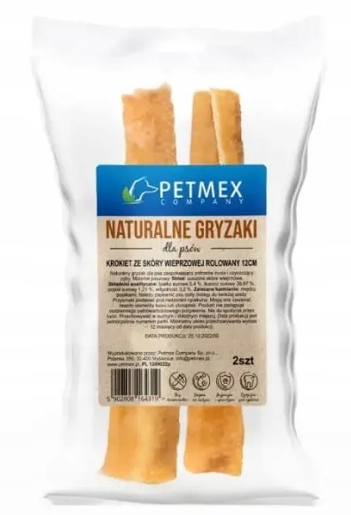 Petmex Krokiet Wieprzowy ze skóry 12 cm Gryzak naturalny 2szt