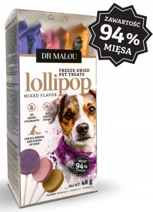 DrMalou LIOFILIZOWANE LIZAKI MIĘSNE dla psów – mix smaków 6 szt