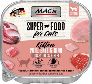 MACs kot szalka kitten indyk, kaczka, wołowina 100g