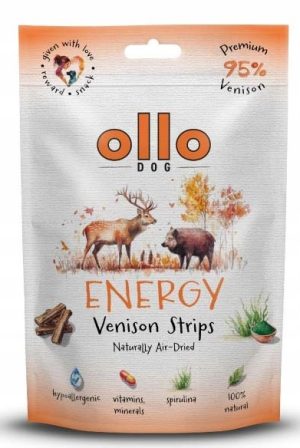 OLLO przysmaki dla psa paski DZICZYZNA SPIRULINA 80g AIR DRIED ENERGY
