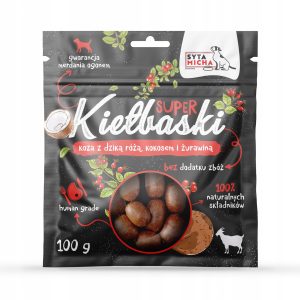 Syta Micha kiełbaski z kozą dziką różą i kokosem 100g