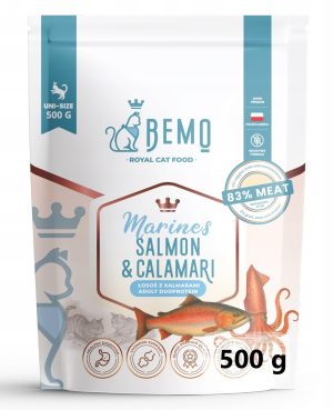 BEMO sucha karma dla kotów ŁOSOŚ KALMARY 500g bezzbożowa