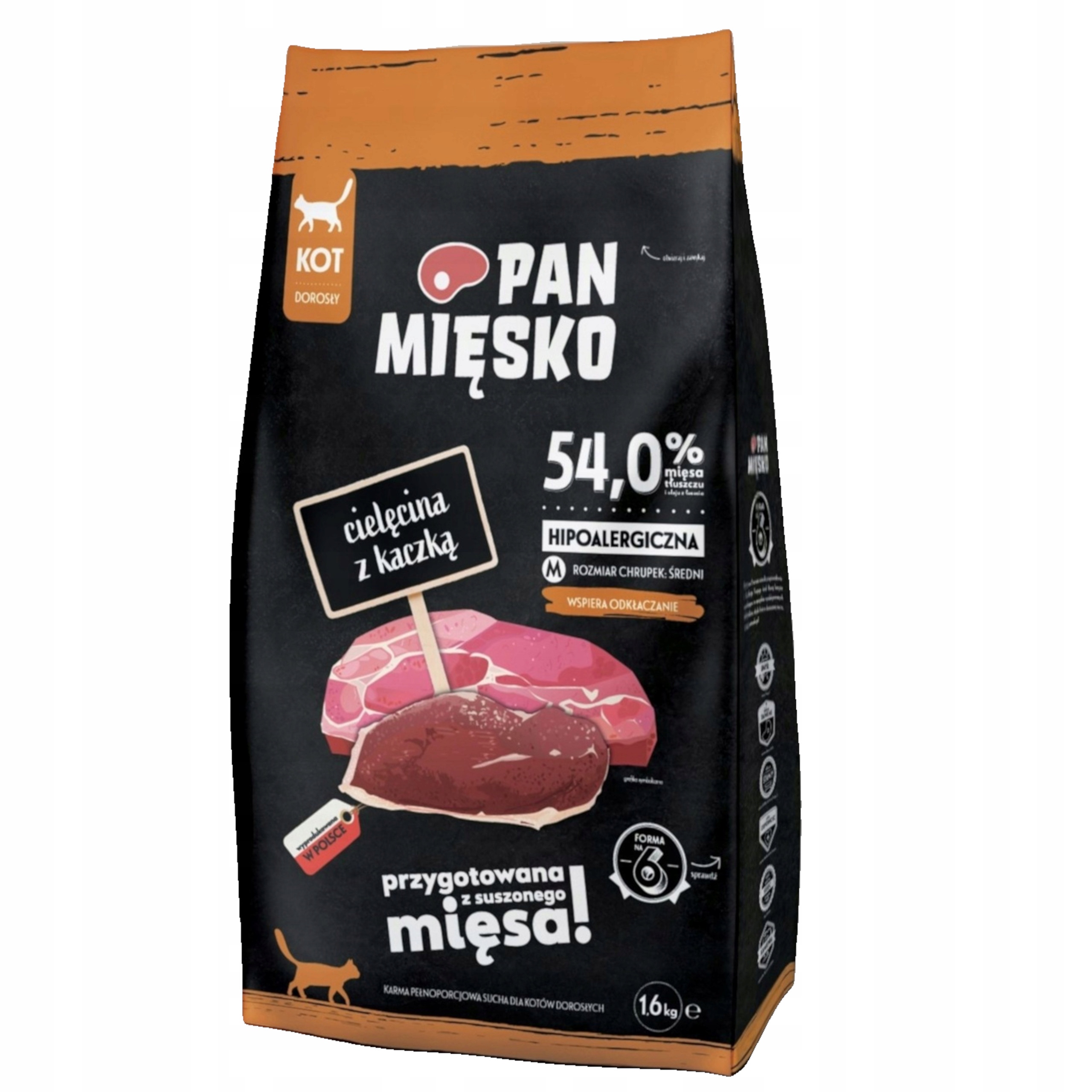 Pan Mięsko sucha karma dla kota CIELĘCINA KACZKA 1,6 kg