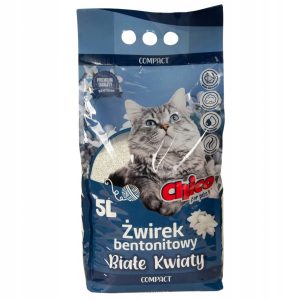 CHICO żwirek bentonitowy dla kota BIAŁE KWIATY 5 L compact drobny