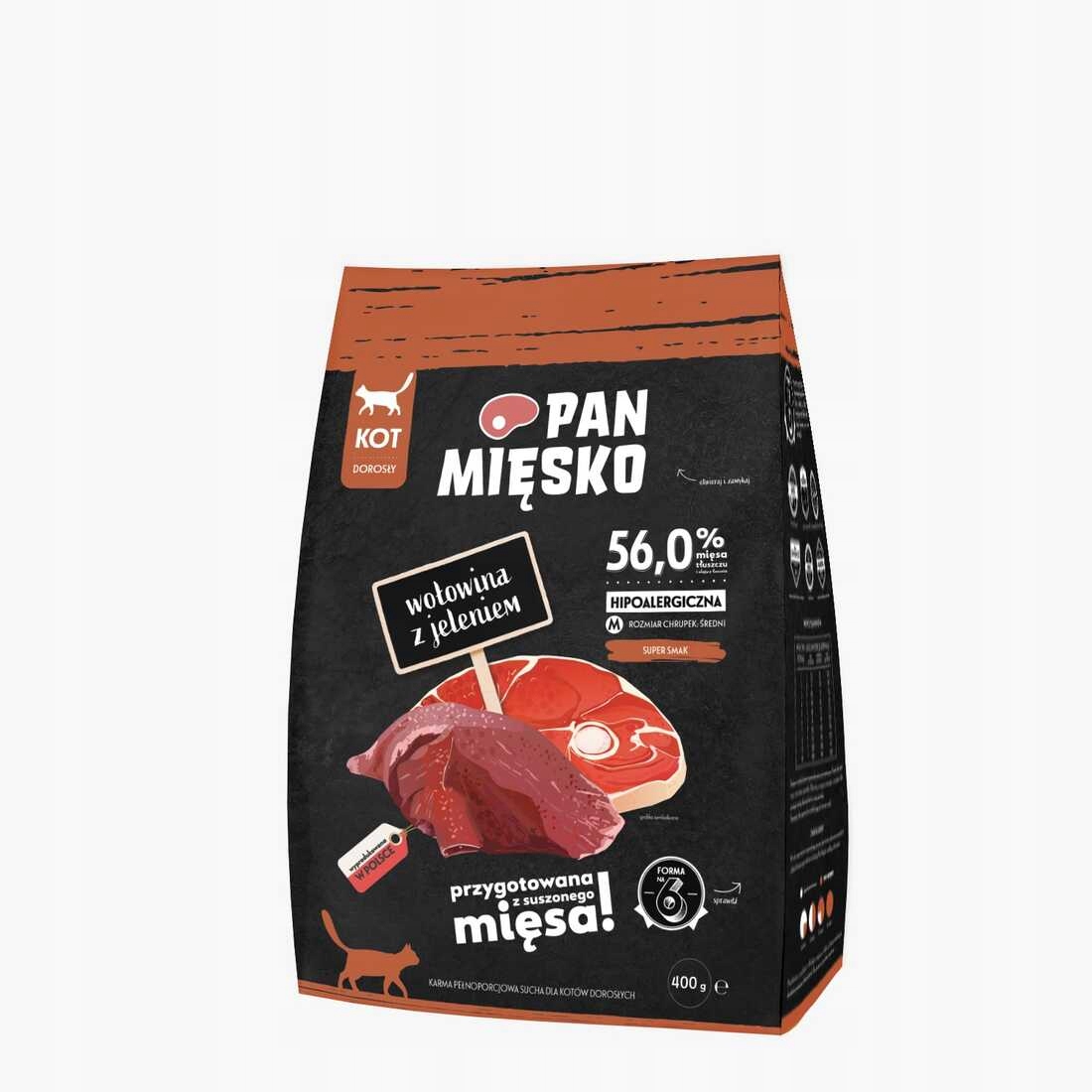 Pan Mięsko karma sucha dla kota WOŁOWINA JELEŃ 400g