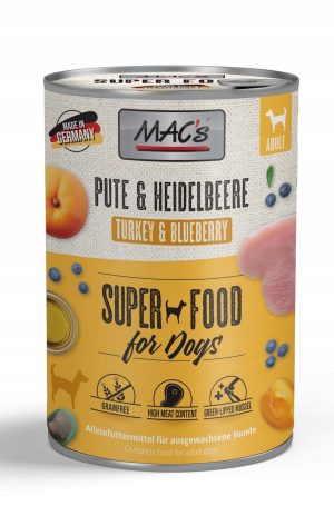 MACs pies puszka indyk borówki 400g