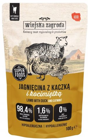 Wiejska Zagroda karma mokra kot JAGNIĘCINA KACZKA KOCIMIĘTKA 100g