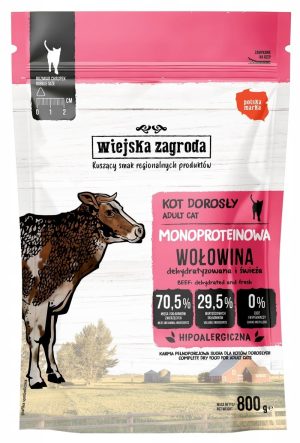 Wiejska Zagroda sucha karma dla kota WOŁOWINA 800 g monoproteinowa