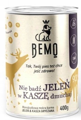 BEMO mokra karma dla psa JELEŃ 400 g – nie bądź JELEŃ w KASZĘ DMUCHAJ